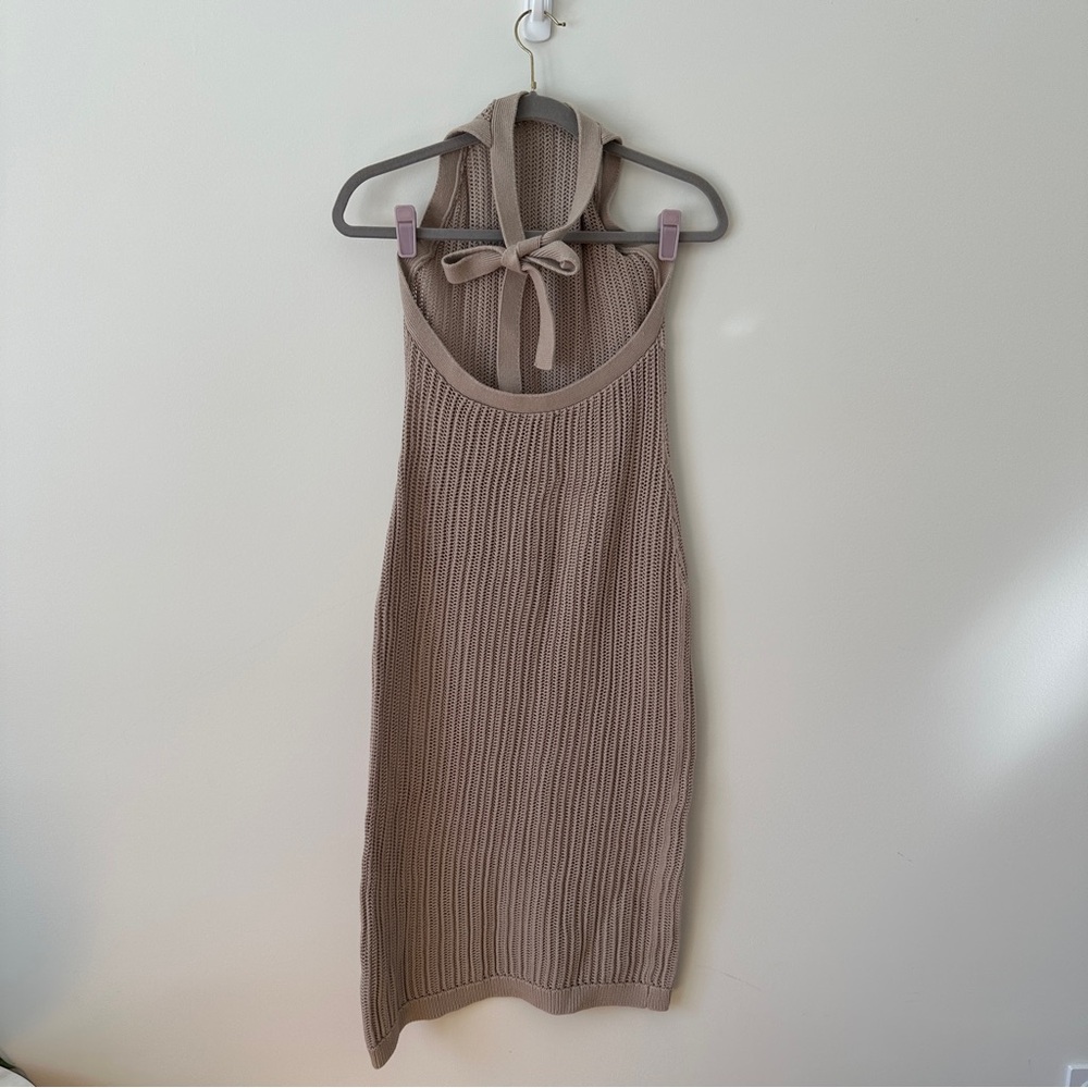 Quince Halter Midi Length Crochet Coverup - Picture 2 of 3